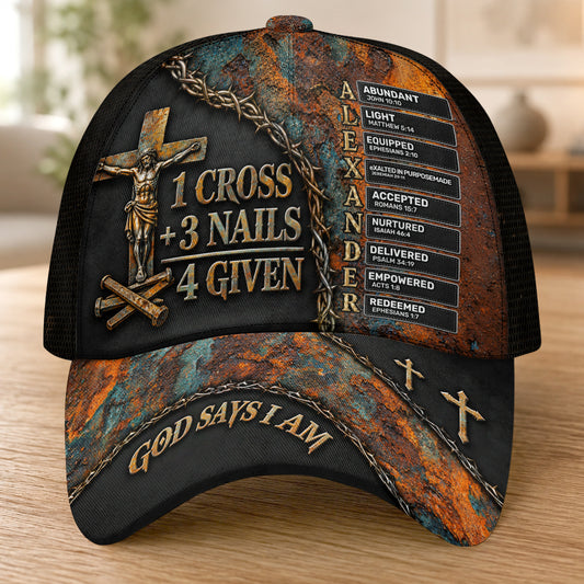 1 Cross 3 Nails 4 Given, Gift For Him | Personalized Classic Cap