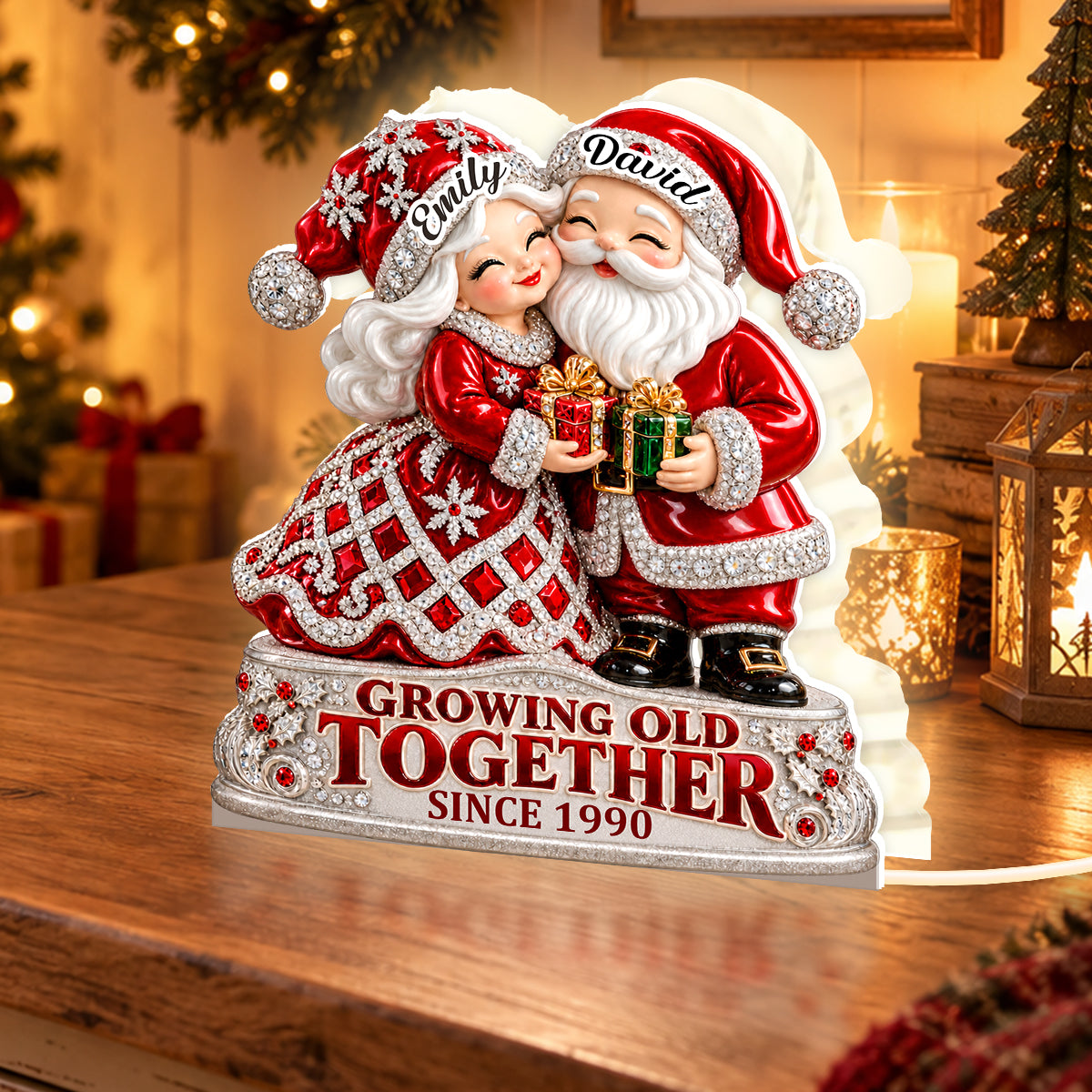 Santa Couple Growing Old Together, Gift For Couple - Personalized Light Box