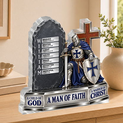 Warrior Of Christ, Gift For Christian Man | Personalized Custom Shaped Acrylic Plaque