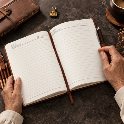 God Is Within Her She Will Not Fall, Gift For Women | Personalized Leather Notebook & Pen Set