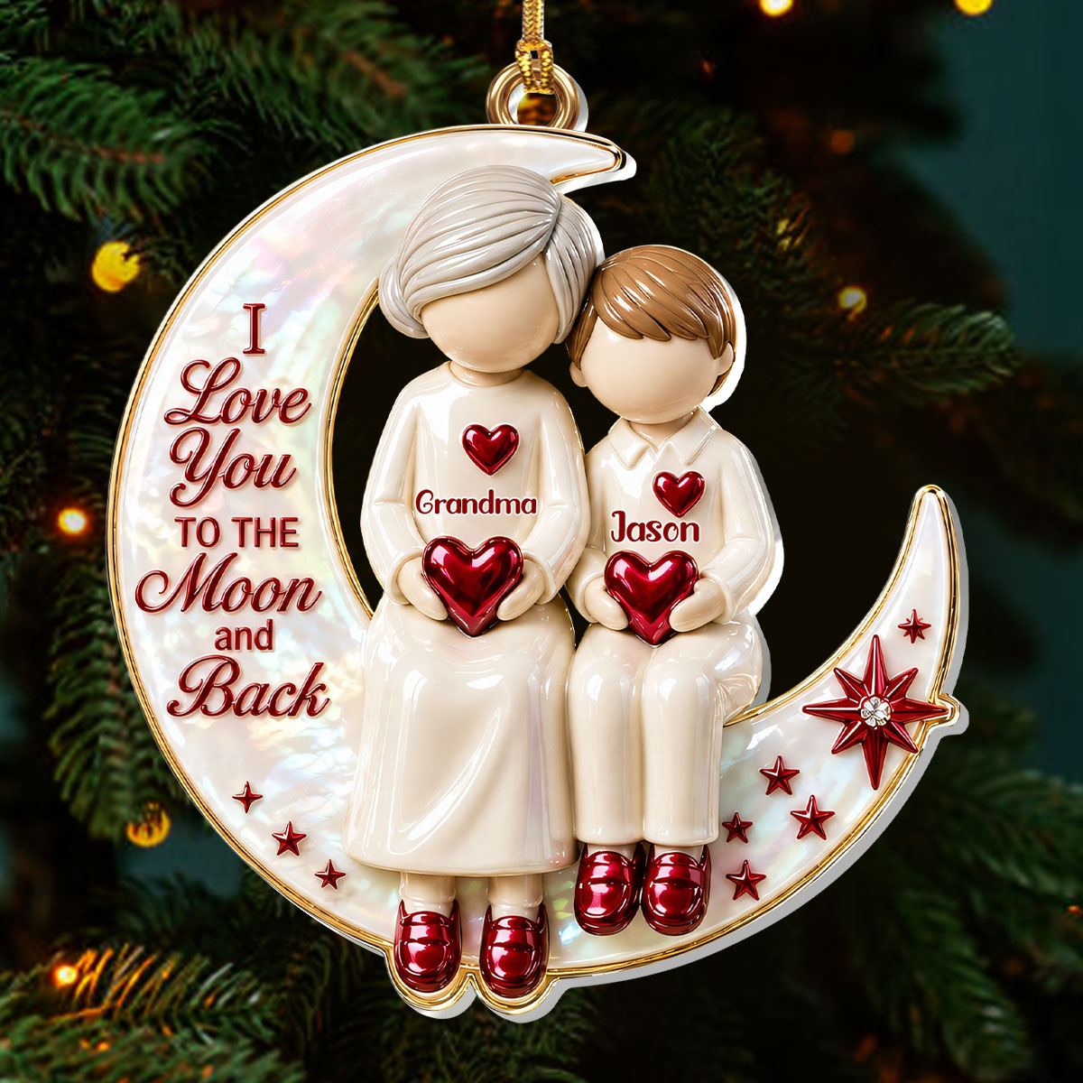 I Love You To The Moon And Back, Gift For Grandma - Personalized 1-Layer Acrylic Ornament
