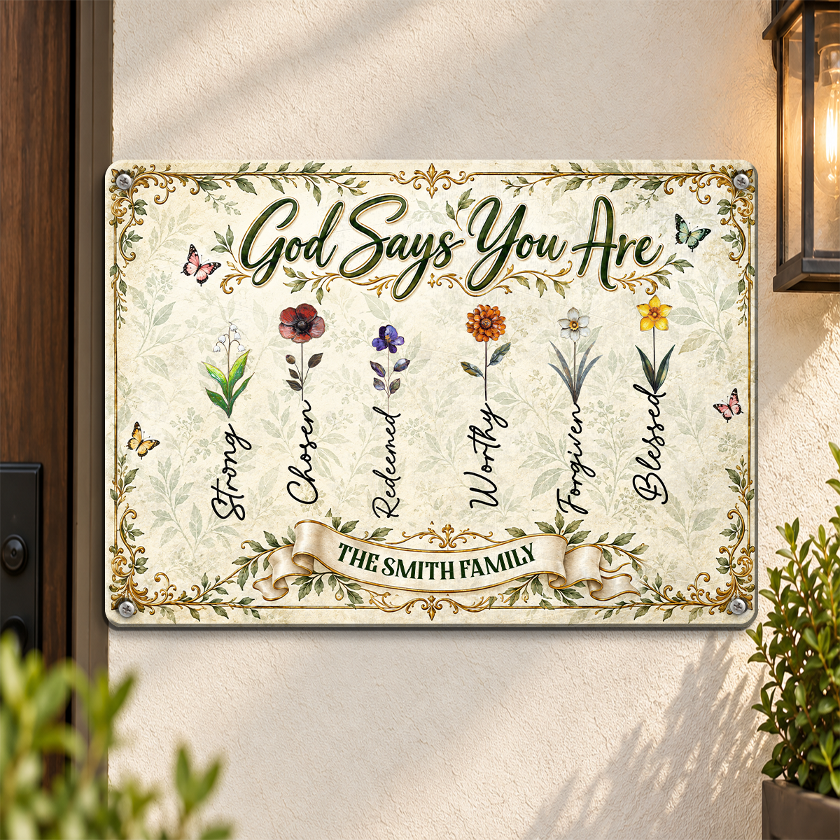 God Says You Are, Gift For Family | Personalized Metal Sign