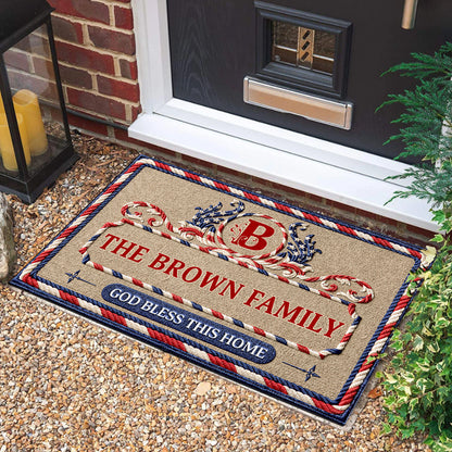 God Bless This Home - Personalized Doormat