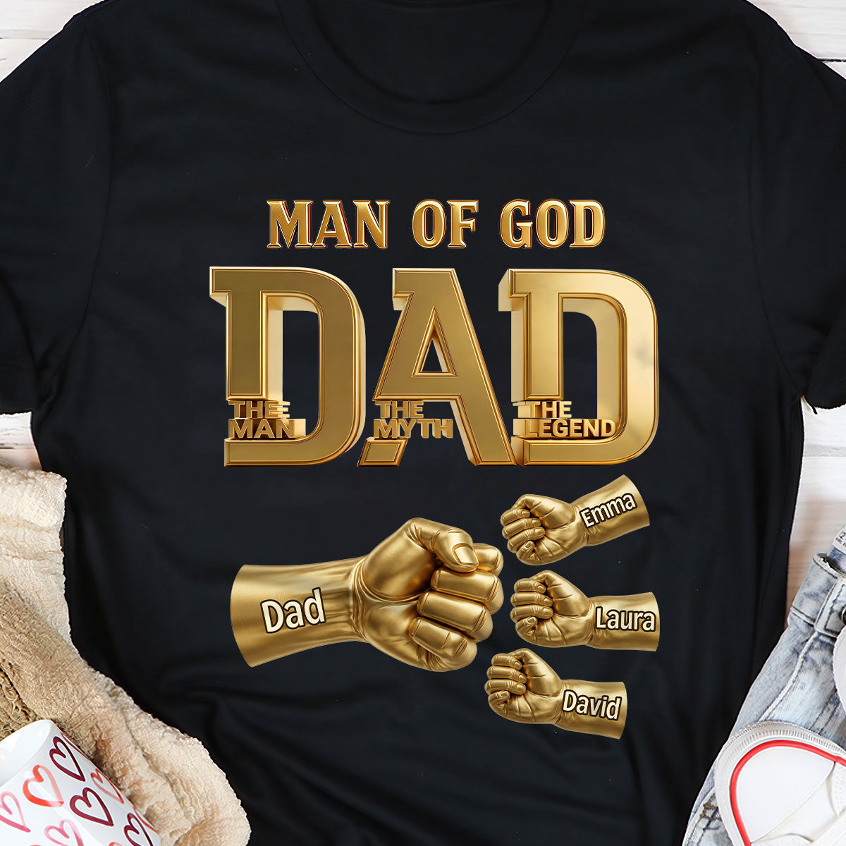 Dad The Man The Myth The Legend | Personalized 2D Unisex T-shirt