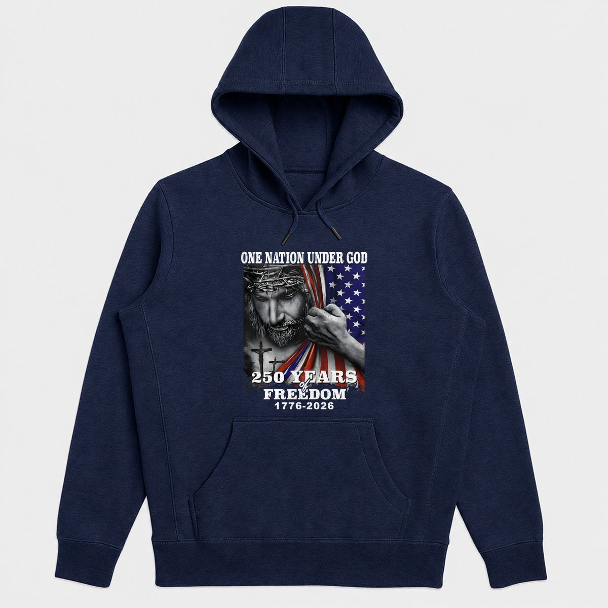 One Nation Under God 250 Years Of Freedom, Patriotic Christian Gift - 2D Unisex Hoodie