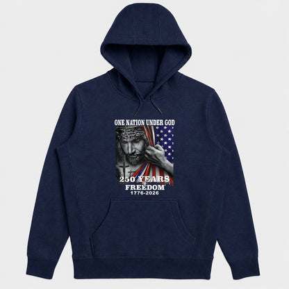 One Nation Under God 250 Years Of Freedom, Patriotic Christian Gift - 2D Unisex Hoodie