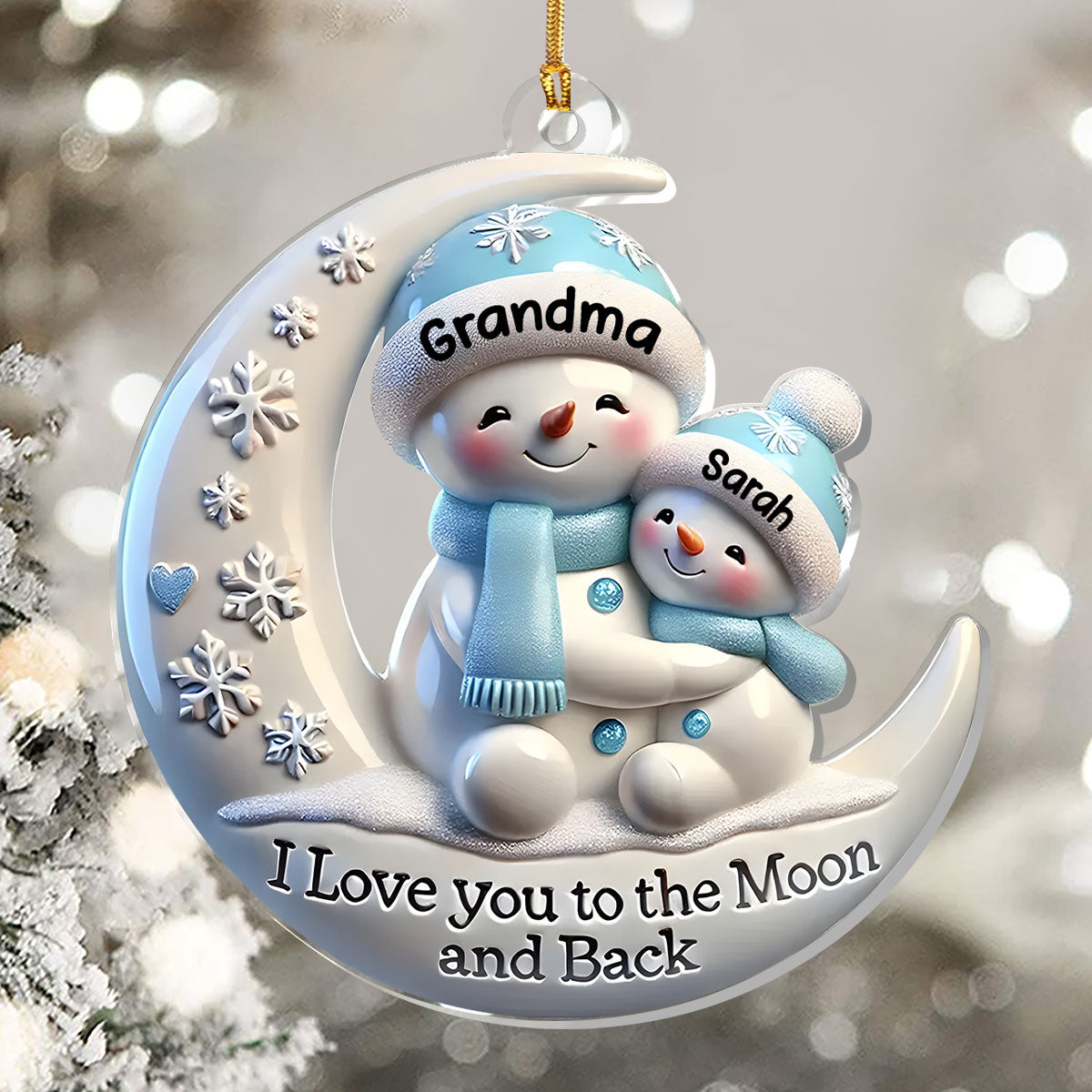 Grandma & Me Moonlight Snuggle, Gift For grandchildren | Personalized 1-Layer Acrylic Ornament