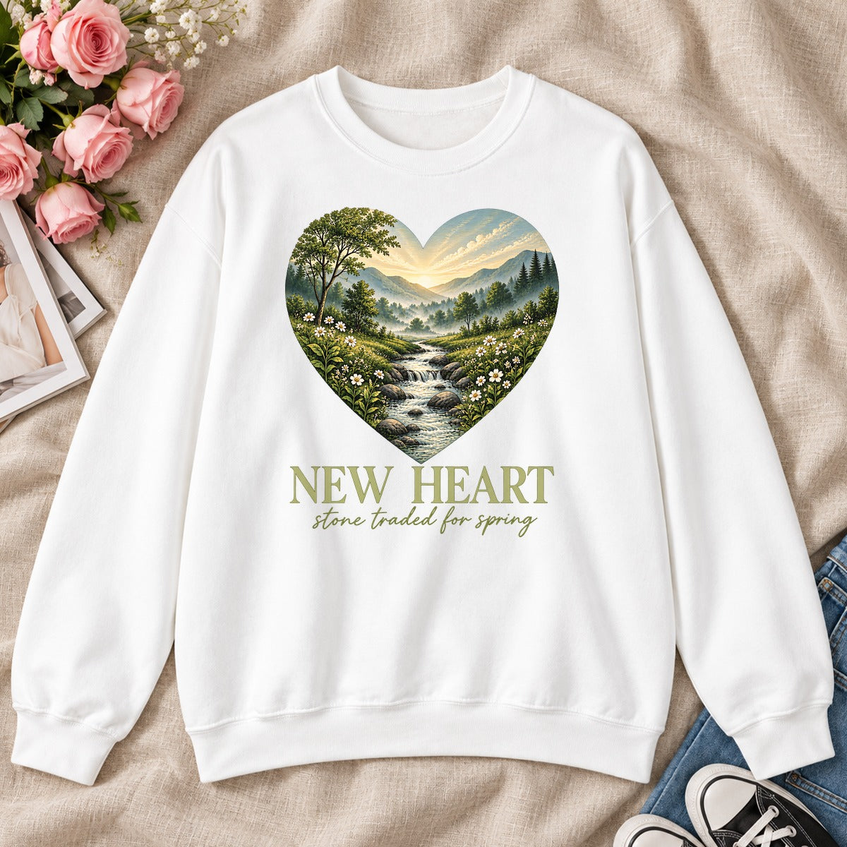 New Heart Stone Traded For Spring, Gift For New Believers - 2D Unisex Sweatshirt
