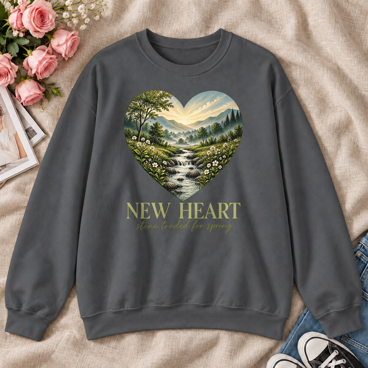 New Heart Stone Traded For Spring, Gift For New Believers - 2D Unisex Sweatshirt