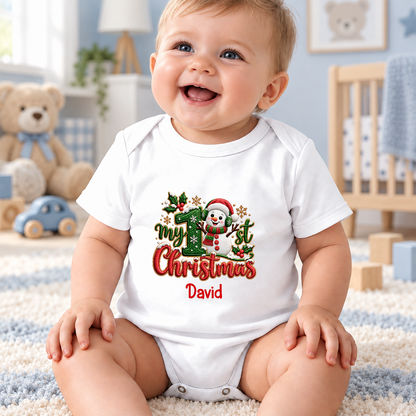 My 1st Christmas, Gift For New Parents | Personalized Custom Baby Onesie
