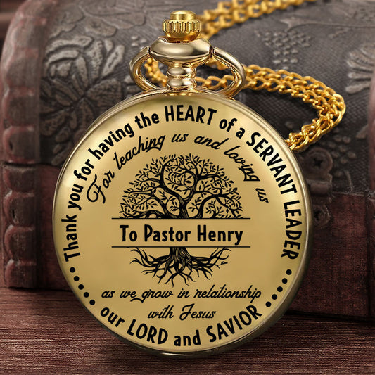 Heart Of A Servant Leader, Gift For Pastor - Personalized Pocket Watch