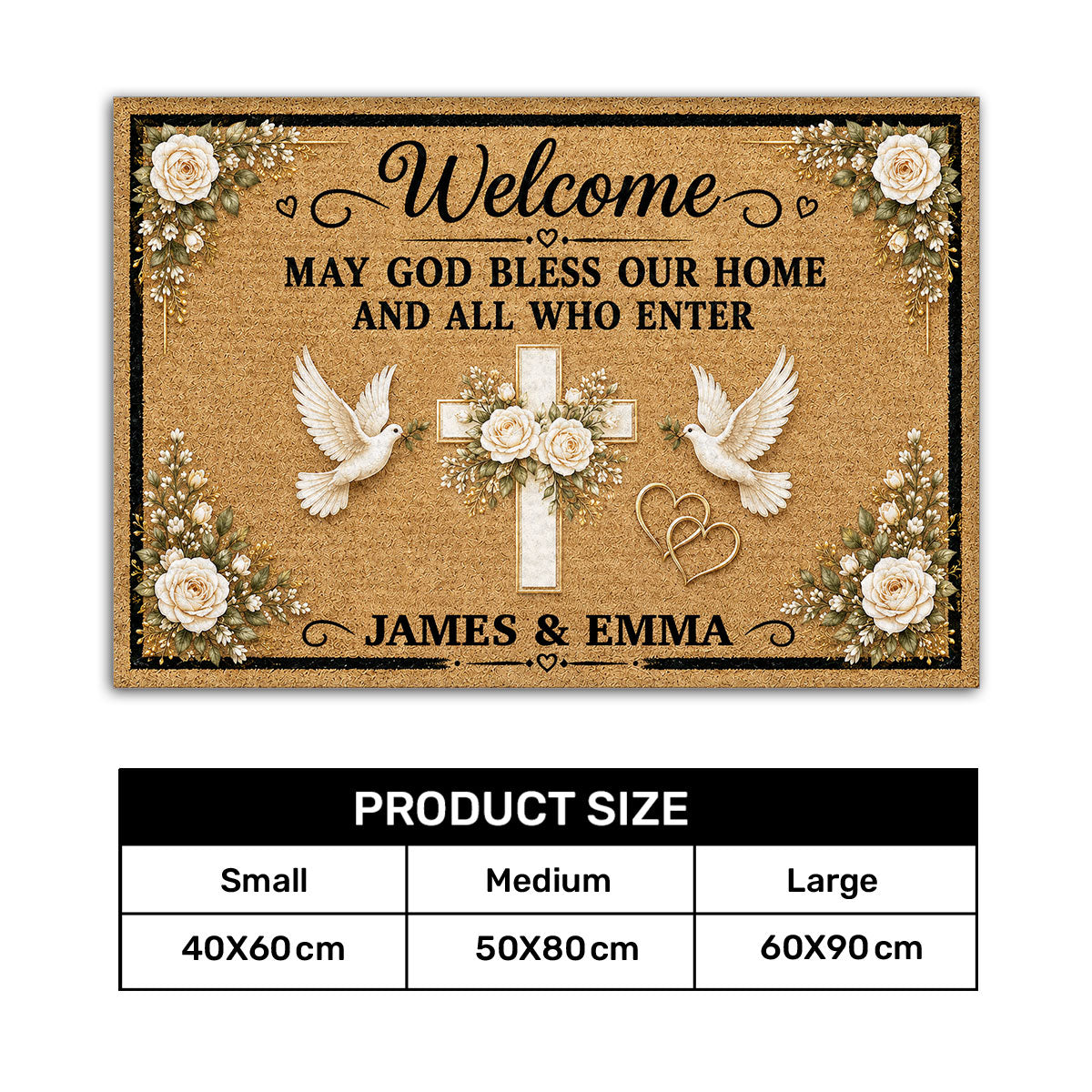 May God Bless Our Home And All Who Enter, Gift of Welcome | Personalized Doormat