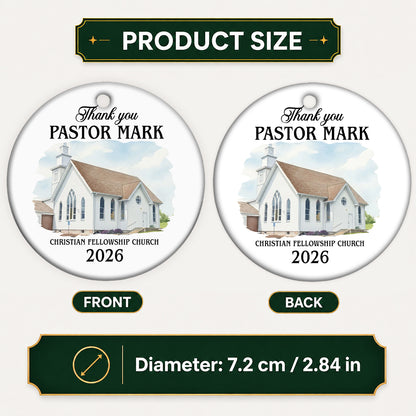 Thank You Pastor, Gift For Pastor | Personalized Round Shaped Ceramic Ornament