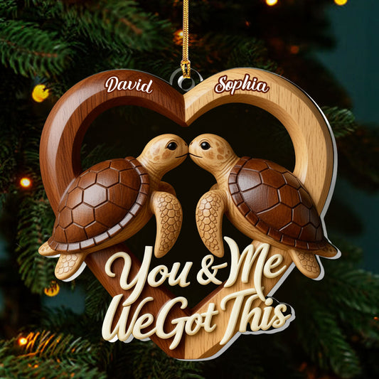 Forever Us Sea Turtle, Gift For Couple - Personalized 1-Layer Acrylic Ornament
