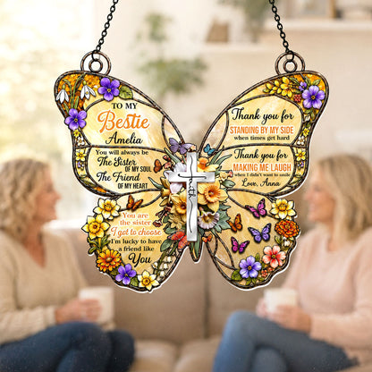 You Are The Sister Of My Soul, Gift For Best Friend | Personalized Acrylic Suncatcher