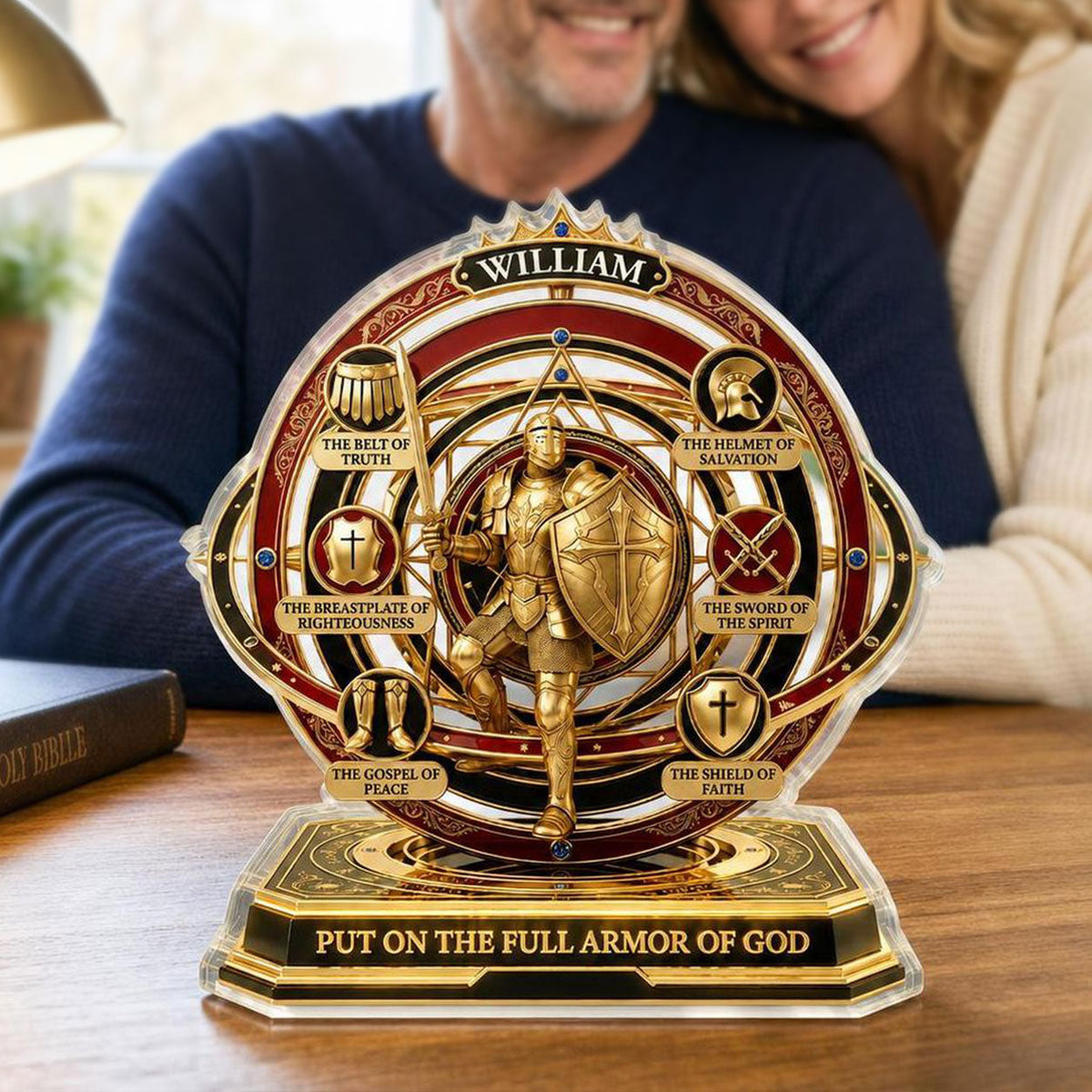 Put On The Full Armor Of God, Christian Gift For Men | Personalized Custom Shaped Acrylic Plaque