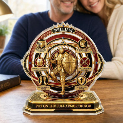 Put On The Full Armor Of God, Christian Gift For Men | Personalized Custom Shaped Acrylic Plaque