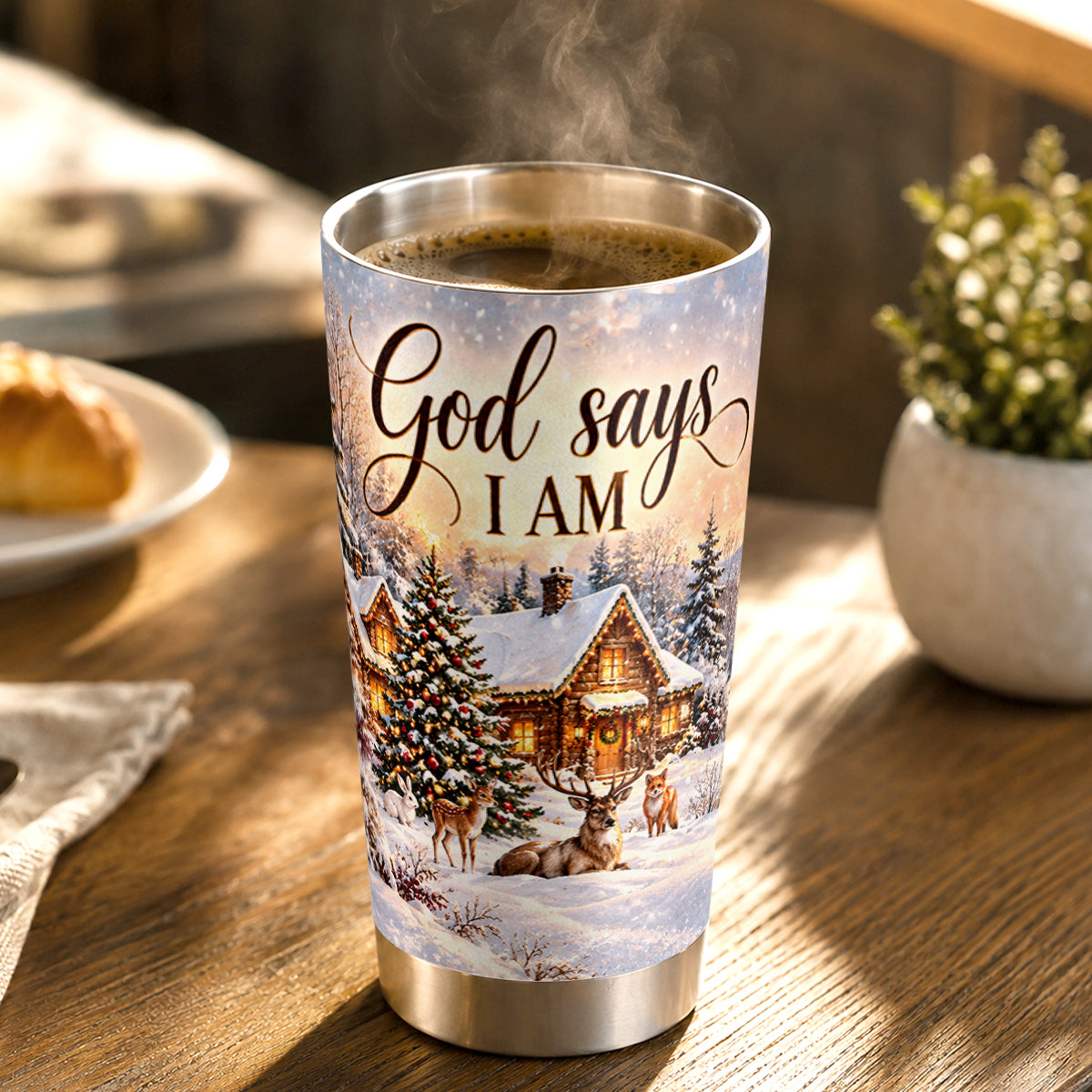 God Says I Am, Gift For Women | Personalized Stainless Steel Tumbler
