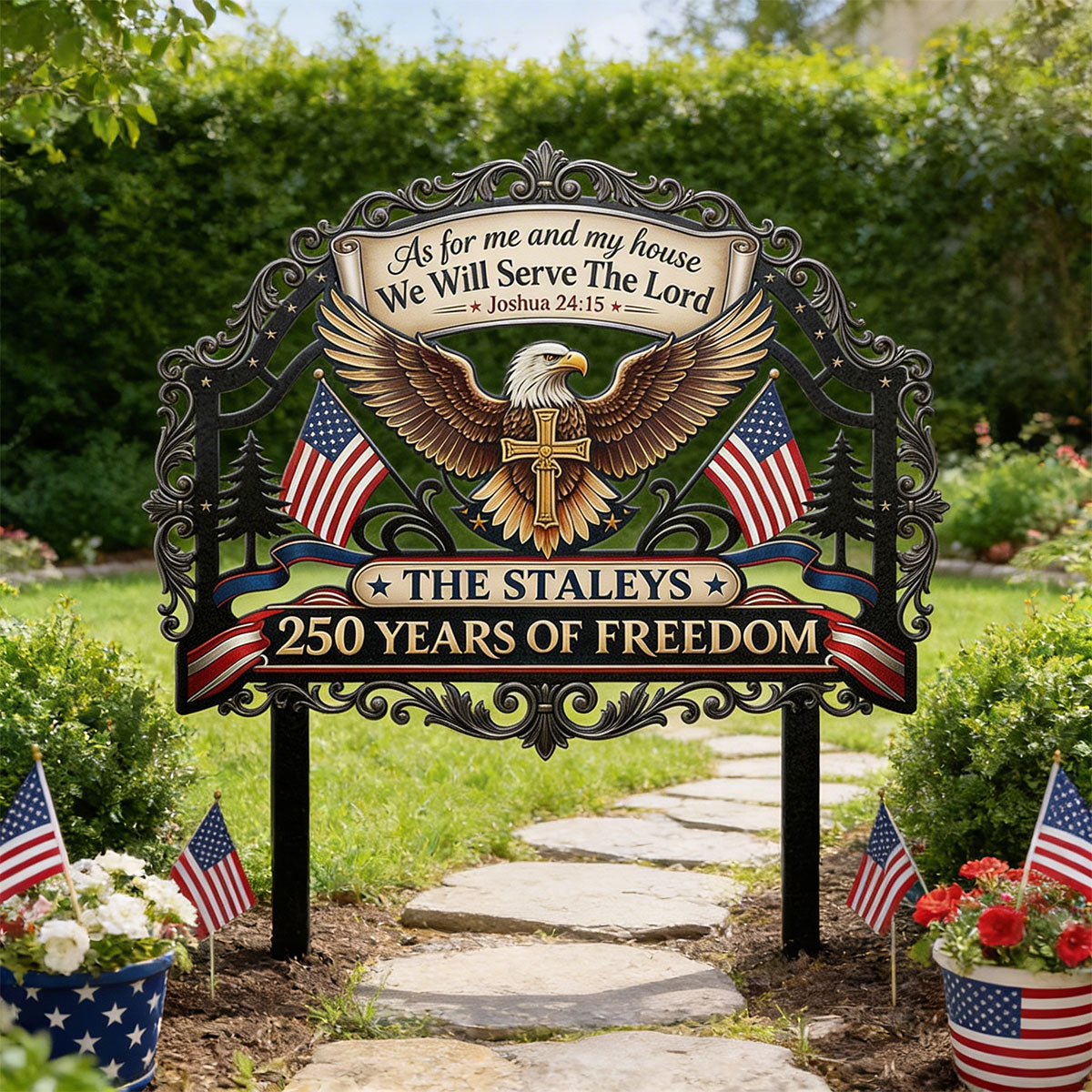 As For Me And My House We Will Serve The Lord | Personalized Metal Garden Stake