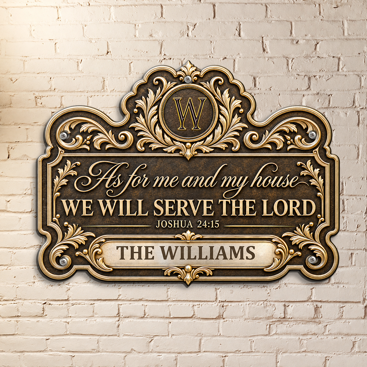 We'll Serve The Lord, Gift For Family | Custom Shaped Metal Sign