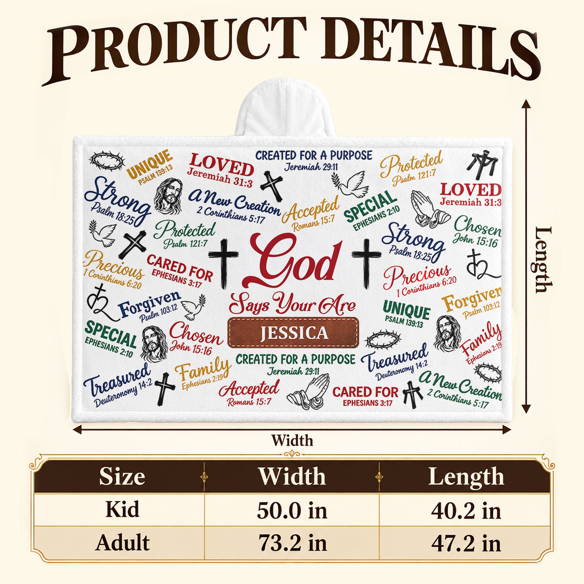Christian Bible Verse Affirmations, Gift For Loved One | Personalized Wearable Blanket Hoodie