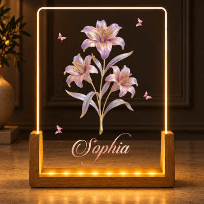 Beautiful Birth Month Flowers, Gift For Her | Personalized Night Light