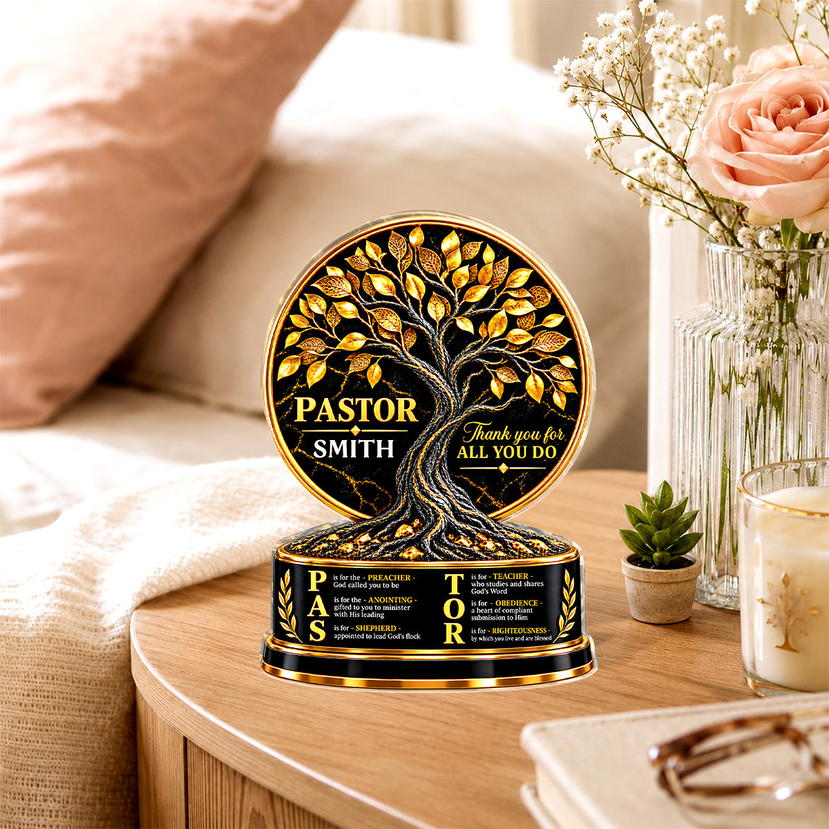 Pastor, Preacher, Teacher, Shepherd, Gift For Pastor | Personalized Custom Shaped Squared Acrylic Plaque