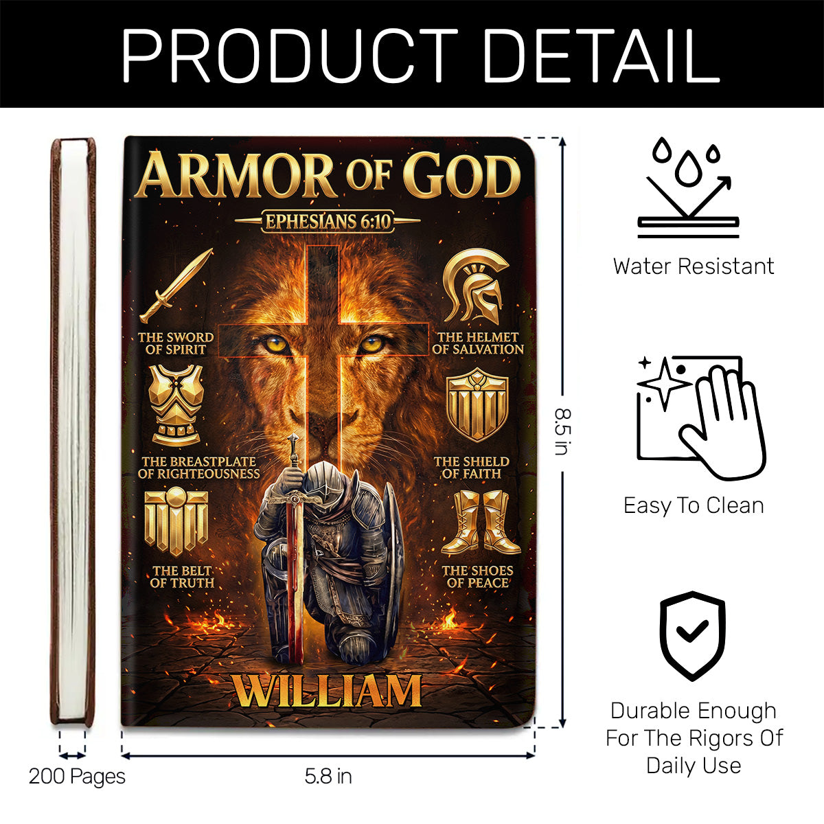 Armor Of God | Personalized Leather Cover Notebook