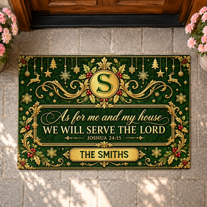 As For Me And My House We Will Serve The Lord, Gift For Family | Personalized Doormat