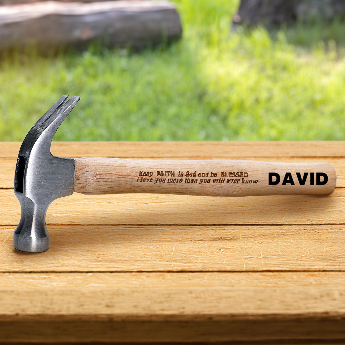 Keep Faith In God And Be Blessed | Personalized Wooden Hammer