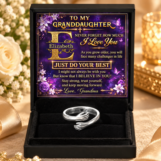 To My Granddaughter Never Forget How Much I Love You, Christian Gift For Granddaughter  | Personalized Hug Ring