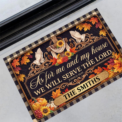Serving The Lord Through Every Season, Gift For Family | Personalized Doormat