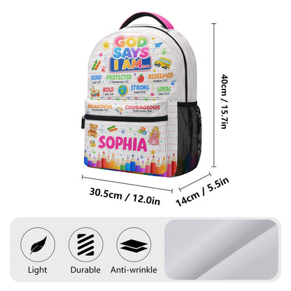 God Says I Am Back To School | Personalized Backpack