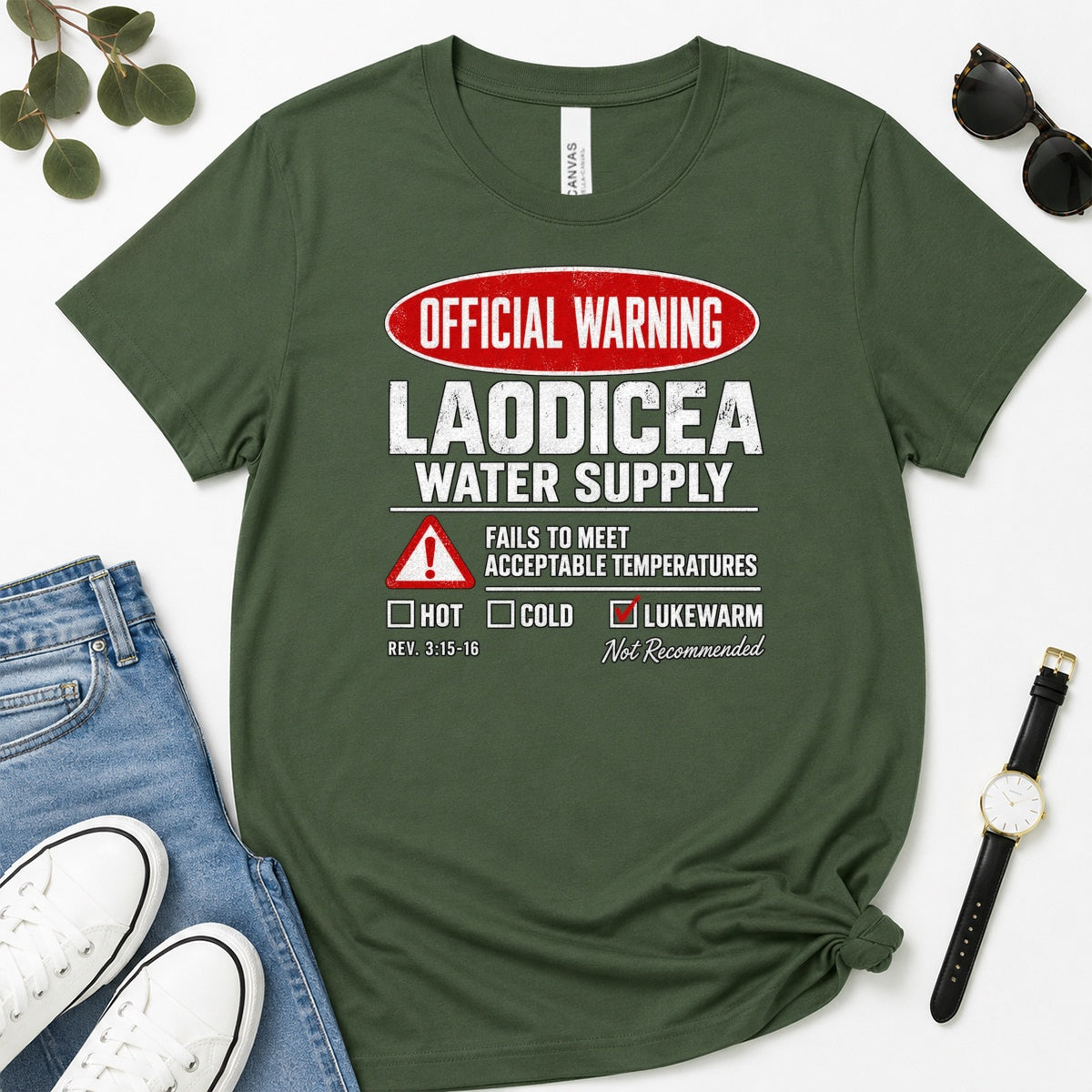 Official Warning Laodicea Water Supply, Gift For Bible Study Lovers - 2D Unisex Premium T-shirt