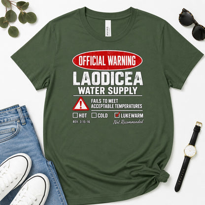 Official Warning Laodicea Water Supply, Gift For Bible Study Lovers - 2D Unisex Premium T-shirt