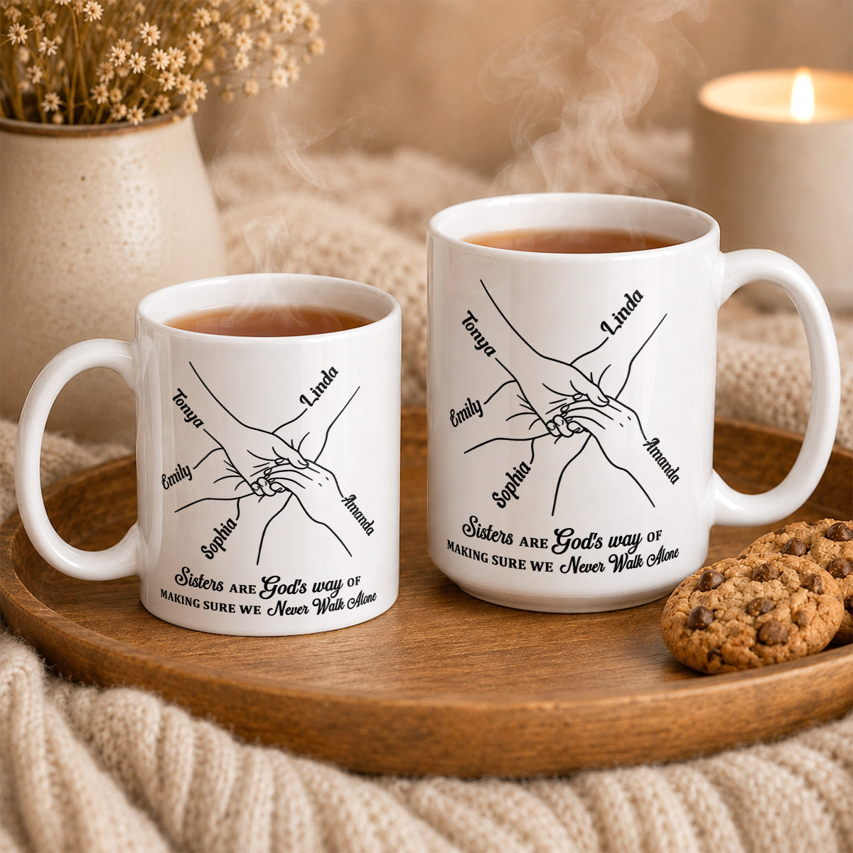 Sisters Are God's Way, Gift For Sister In Christ | Personalized Ceramic Coffee Mug