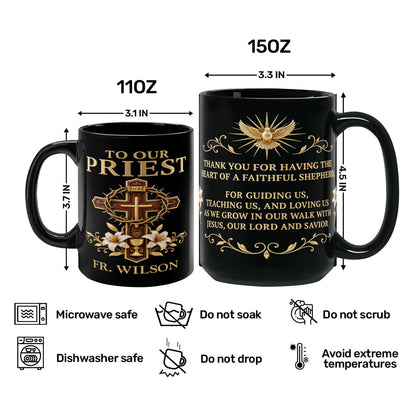 Thank You For Being A Faithful Shepherd, Christian Gift For Priest | Personalized Ceramic Coffee Mug
