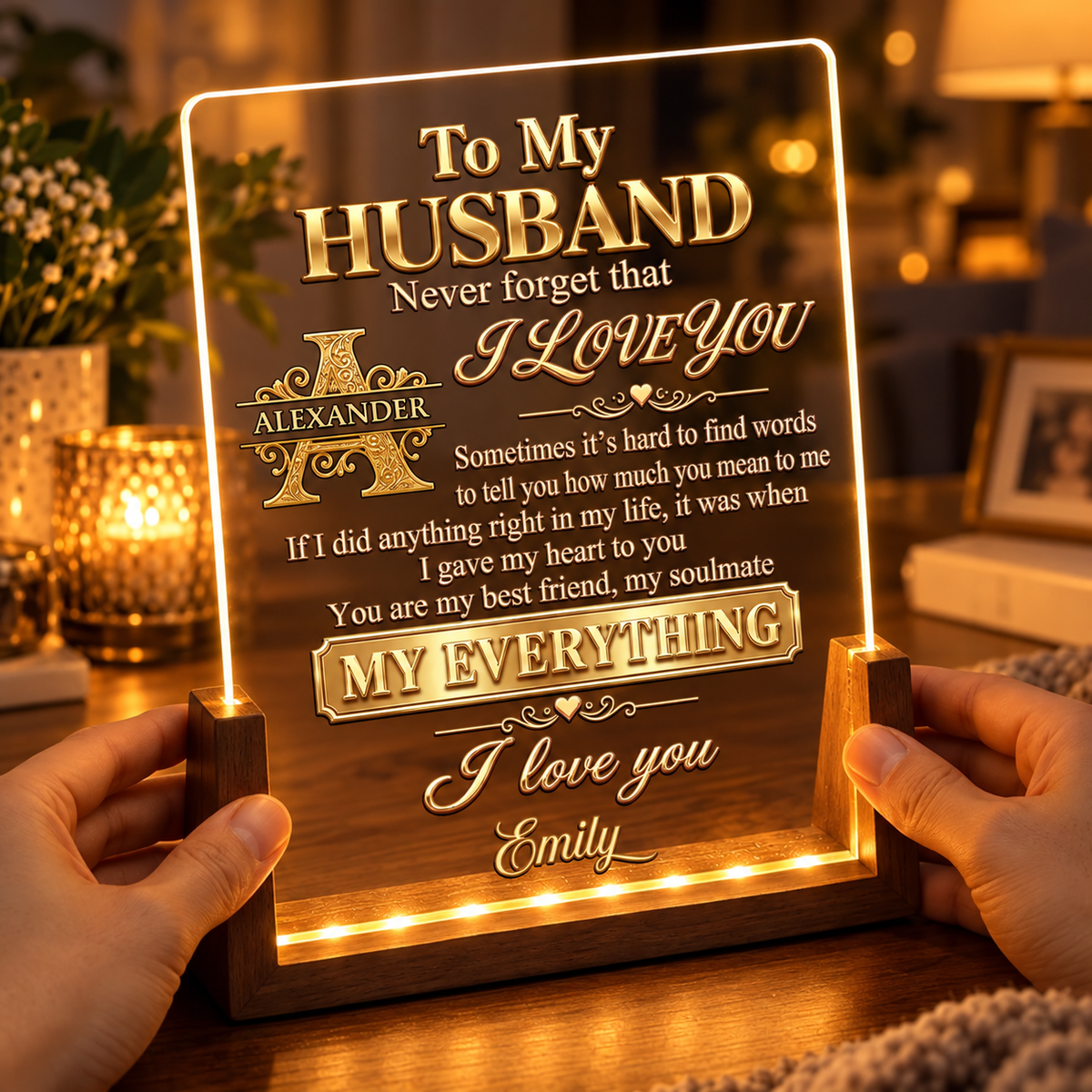 Never Forget That I Love You, Gift For Husband - Personalized Night Light