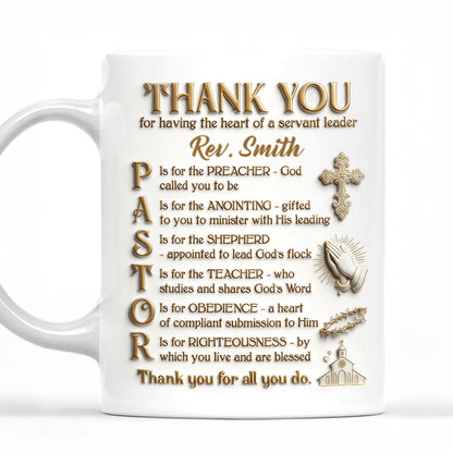 Thank You Pastor, Gift For Pastor | Personalized Ceramic Coffee Mug