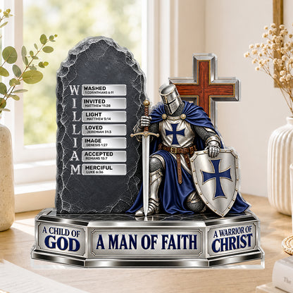 Warrior Of Christ, Gift For Christian Man | Personalized Custom Shaped Acrylic Plaque