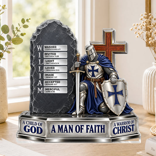 Warrior Of Christ, Gift For Christian Man | Personalized Custom Shaped Acrylic Plaque
