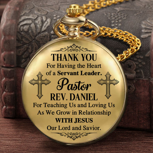 Faithful Shepherd, Gift For Pastor - Personalized Pocket Watch