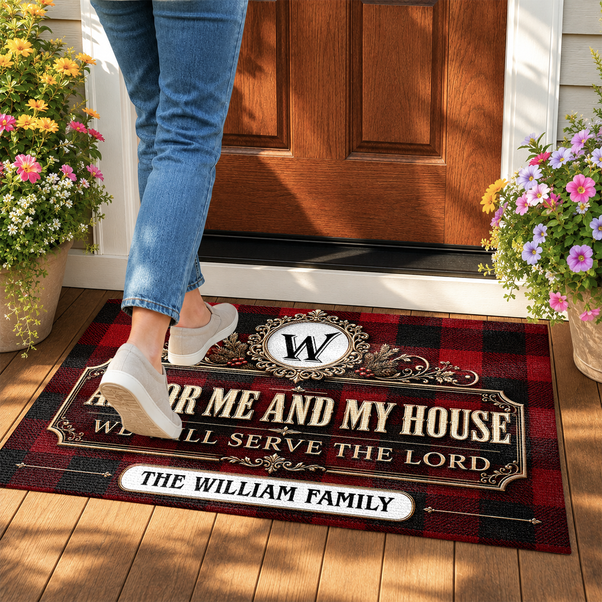 As For Me And My House We Will Serve The Lord, Gift For Family | Personalized Doormat