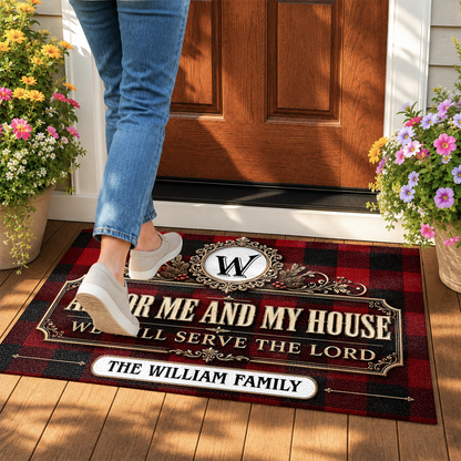 As For Me And My House We Will Serve The Lord, Gift For Family | Personalized Doormat