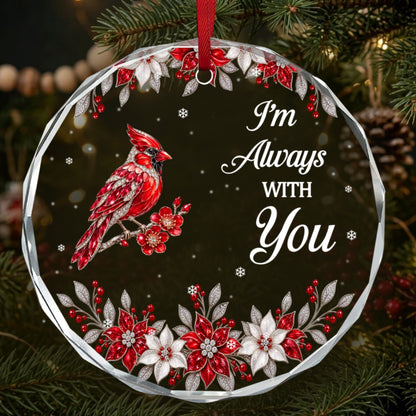 I Am Always With You, Gift For Loved One - Personalized Heart Shaped Glass Ornament