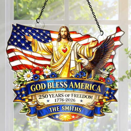 God Bless America - Personalized Acrylic Suncatcher