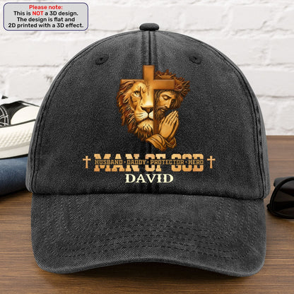 Man Of God | Personalized Vintage Washed Denim Cap