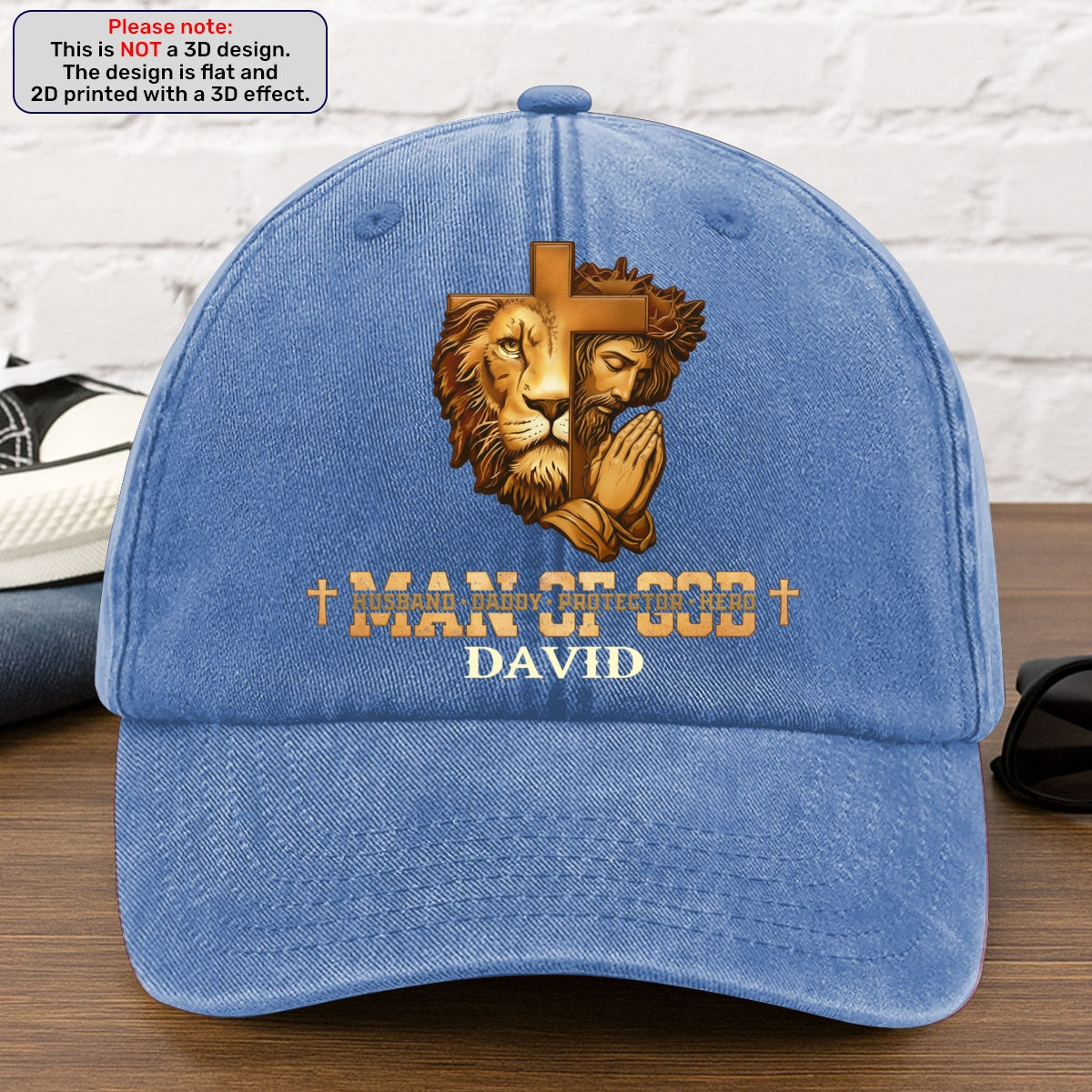 Man Of God | Personalized Vintage Washed Denim Cap