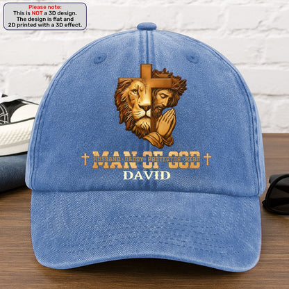 Man Of God | Personalized Vintage Washed Denim Cap