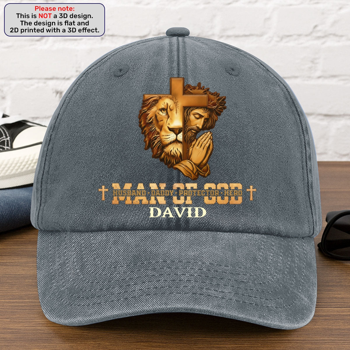 Man Of God | Personalized Vintage Washed Denim Cap